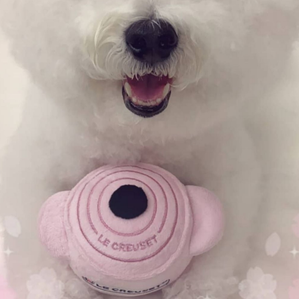 Le creuset pink dog toy
